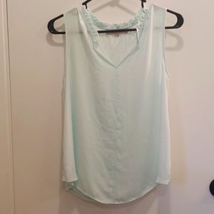 Loft brand tank size small, flutter neck, light aqua color